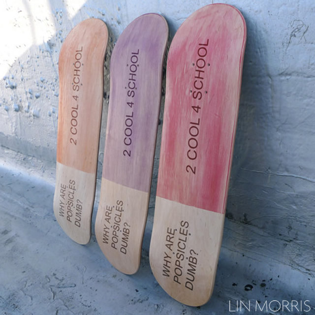 Pop skateboard decks by Rory Panagotopulos