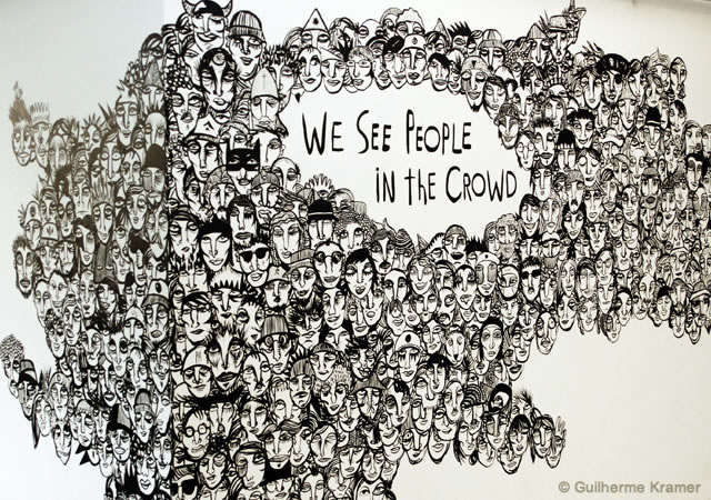 We see people in the crowd