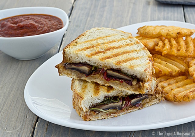 Portabella panini with artichoke tapenade