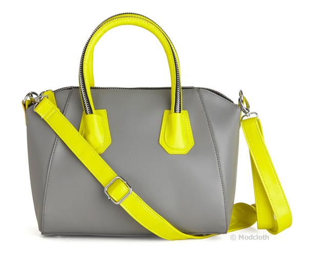 Grey and fluo bag | Image courtesy of Modcloth