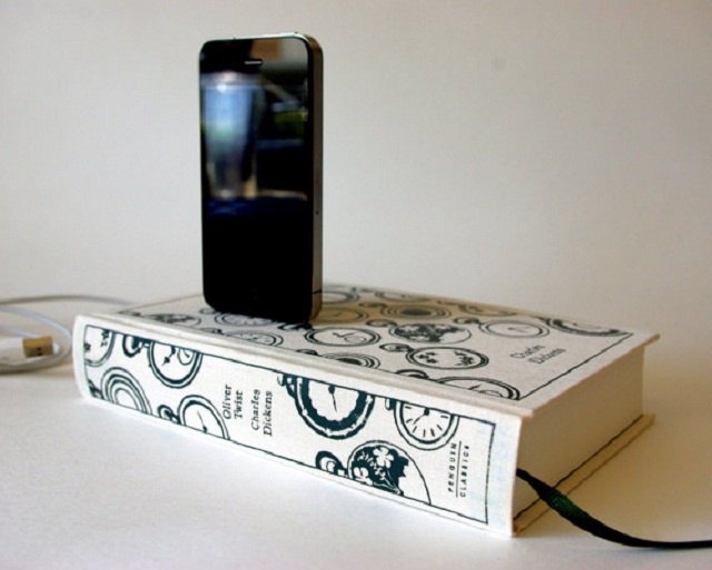 Book design iPhone chargers | Image courtesy of RichNeeleyDesigns