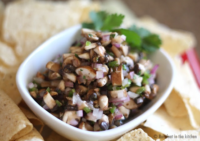 Mushroom jalapeno salsa | Image courtesy of Barefeet in the kitchen