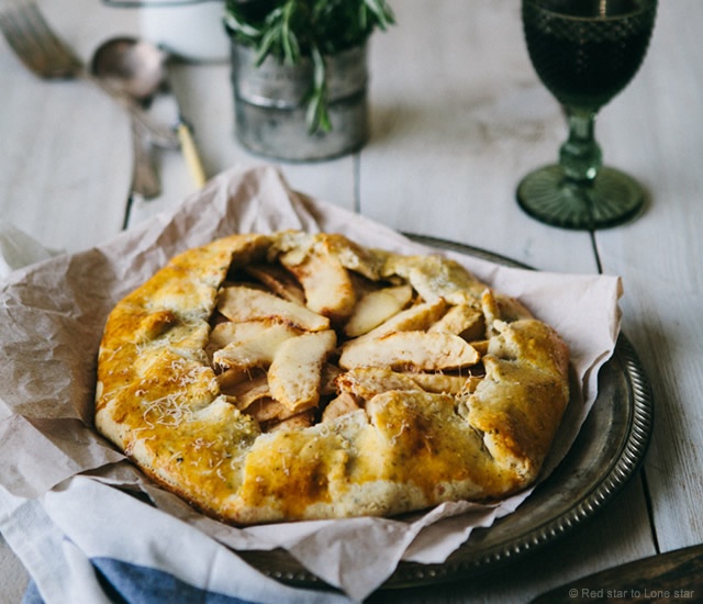Onion and apple galette