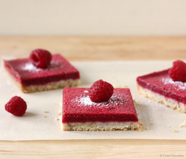 Fresh raspberry squares