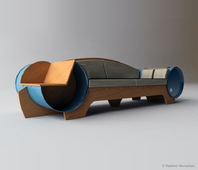 Barrel couch by Vladimir Kevreshan