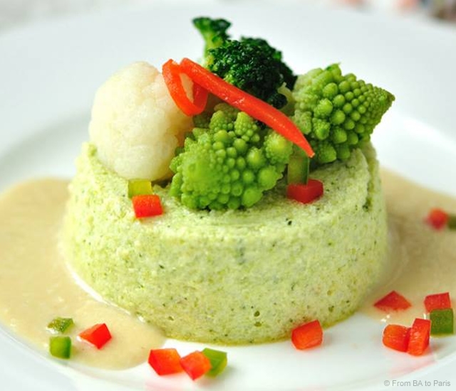 Broccoli flan in Bagna Cauda sauce